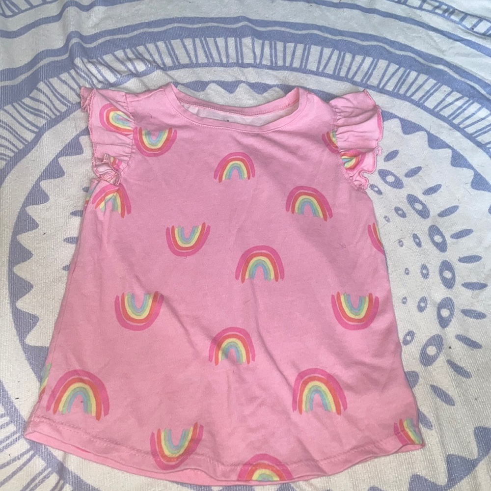Little Girls Pink and Rainbow Top Size 5t